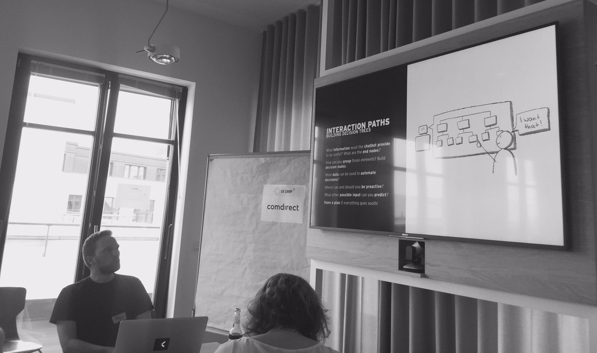 DigitalWhatTheF's tweet photo. If you want to design a #chatbot start with a #usecas and build a #DecisionTree #UXCampHH #UX #UI @UXCampHH https://t.co/pmmmJAvJmA