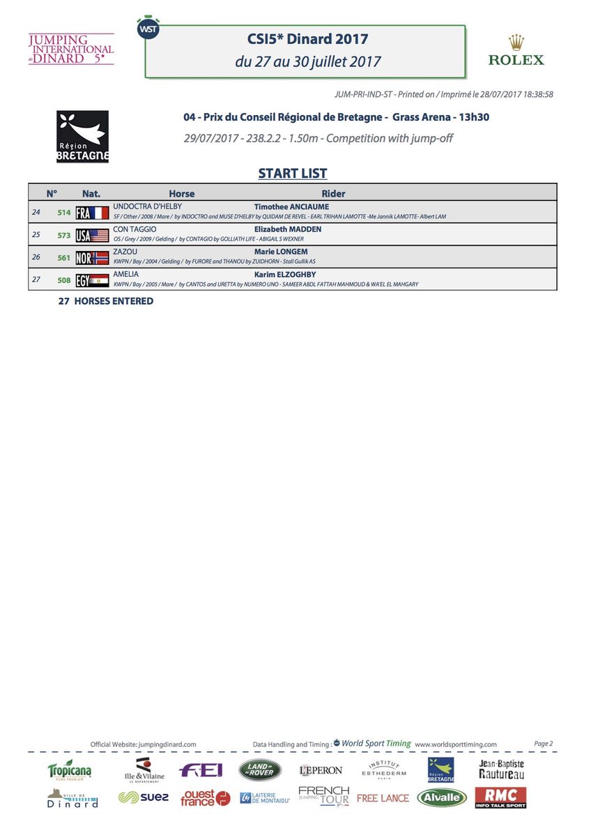 [START LIST] 🐎 Le Prix du Conseil Régional de Bretagne, CSI5*, débutera à 13h30 ! #jumpingdinard #showjumping #dinard #dinardvillesportive