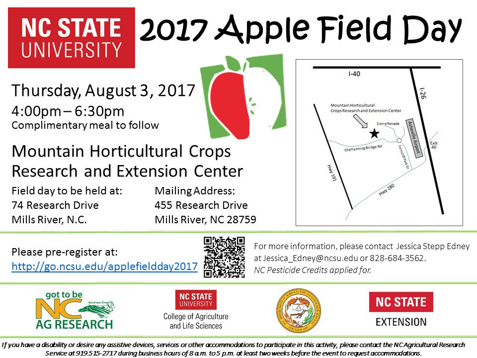 Apple Field Day Thursday, August 3rd <a href="/NCStateCALS/">NC State College of Agriculture and Life Sciences</a> @ExtensionVoices <a href="/NCAgriculture/">NCDA&CS</a> <a href="/NCStateNCARS/">NCARS at NC State</a>