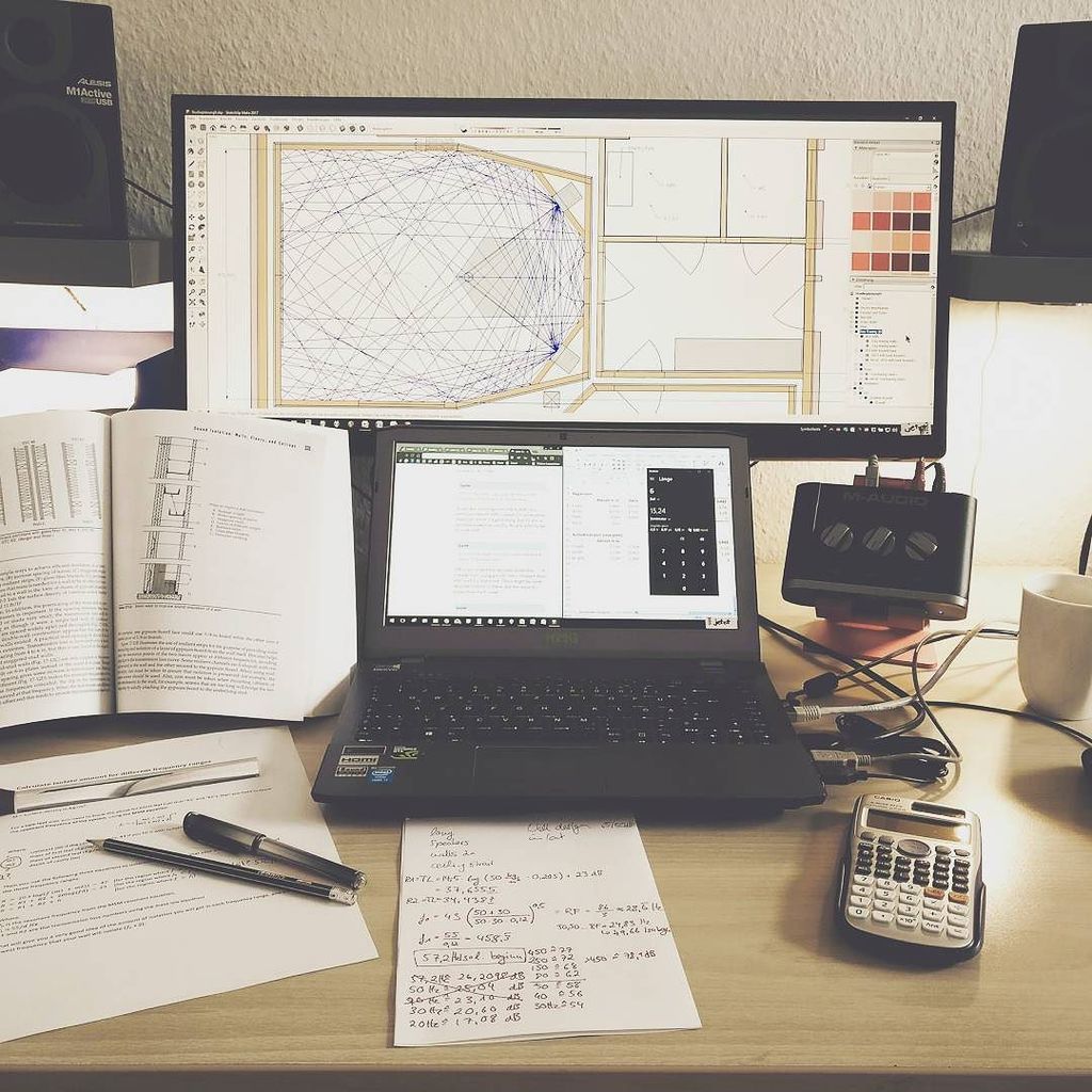 PSchwerttraeger's tweet photo. #recordingstudio #constructionplans #raytracing #acoustic #studiodesign #soundisolation #twoleaves #massspring #johnsayers #calculations #c… https://t.co/JqNYMtiixw