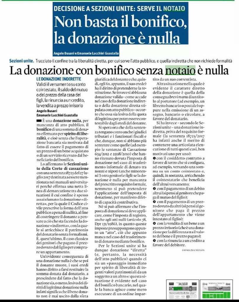Asign on twitter: le sezioni unite si pronunciano sulle donazioni ... Donazione senza notaio