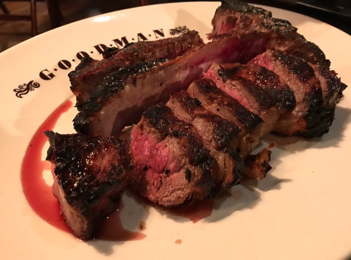 thefoodician's tweet image. Porterhouse dry-aged steak last night at @GoodmanCITY 😍