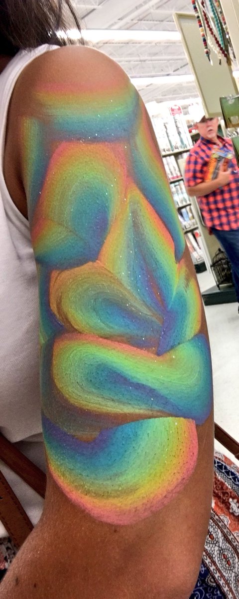 FFacepainter's tweet photo. Haveing fun w/color.. #PsychedelicSleeve body paint. #psychedelic #bodyart #faceandbodyart #facepainter #longislandfacepainter #temptattoo https://t.co/DWzesE1k60
