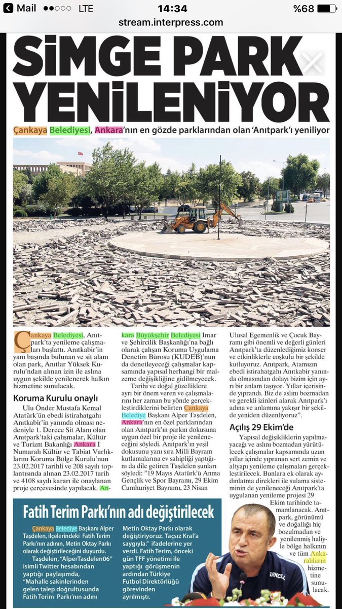 MİMARLAR ODASI
ASLI OLMAYAN
ANITKABİR HABERİ İÇİN YIRTMADIĞI YER KALMADI..
BUYRUN⤵️
ÇANKAYA BELEDİYESİ ANITPARKI BU HALE GETİRDİ.
NERDESİNİZ