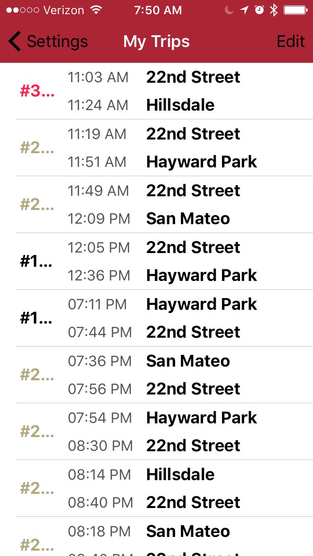 peterkriss's tweet photo. @CaltrainMe 3) Make the train numbers in "My Trips" view fit on the smallest iPhone screen https://t.co/HRfJxjWpq3