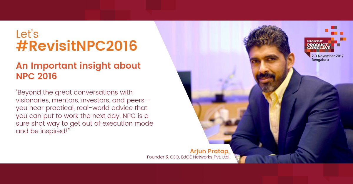 nasscomdeeptech's tweet photo. .@arjun_pratap as one of #NPC2016 delegates shares his experience with us. Get a similar experience at #NPC2017 -https://t.co/AsDknaMdIM https://t.co/cvr9jpQmWk
