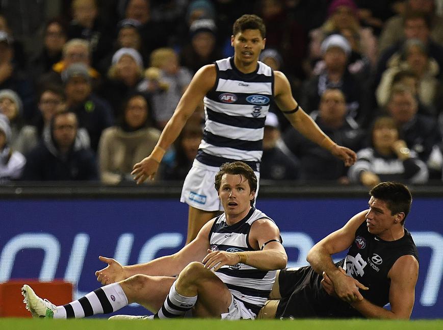 superfooty's tweet photo. Chris Scott: "I would expect Dangerfield's tackle to be fine ... It's not about the end result. It's about the action." #AFLBluesCats https://t.co/ytwnMpTqIx