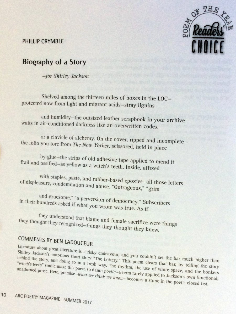 phillipcrymble's tweet photo. Got my @arcpoetry contributor's copies in the mail yesterday. Many thanks to all who voted, and to @itsBenLadouceur for his words of praise. https://t.co/CWgX93YtYG