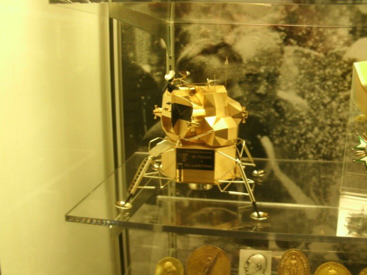 The gold lunar module stolen from the Armstrong Air and Space Museum last night was 1 of 3 replicas given to the Apollo 11 astronauts.