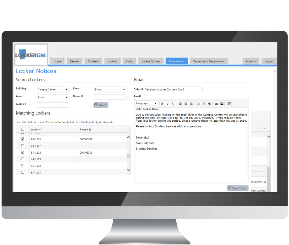 LockerGM's tweet image. Tired of searching for students in person to talk about their lockers? LockerGM.com can do this for you by email @Schoolboards