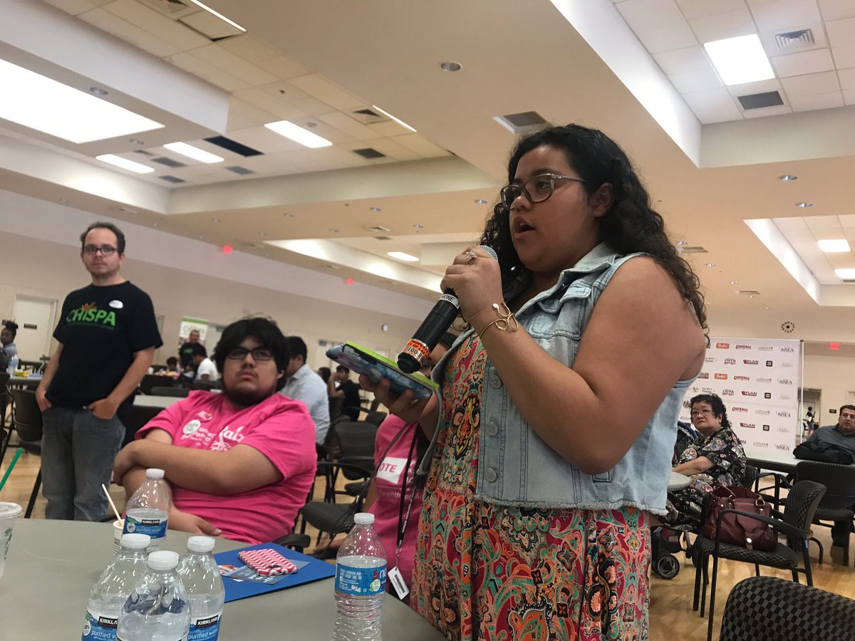 PLANevada's tweet photo. #PLANtern Joseline asks why there wasn't enough support for #SB223 and what we can do to protect immigrant families like hers. #NVCongreso https://t.co/AFi8PaZgOQ