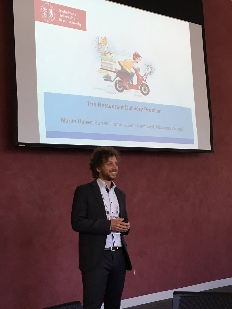 tslconf2017's tweet photo. @BmansEquation presents on dynamic meal delivery. Many new routing problems coming from mobile-enabled business models. https://t.co/X9RSCKss3y