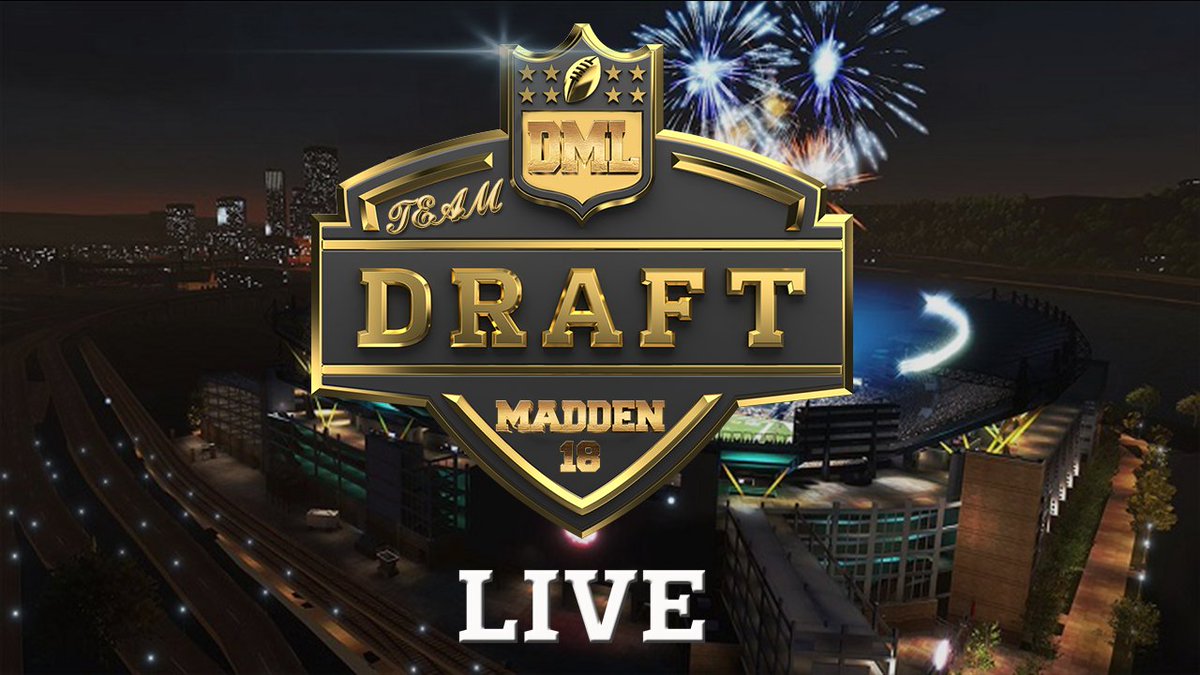 DaDYNASTYCFM's tweet photo. Madden 18 team draft Live Sunday 2:15pm est on the DML Network. Fully interactive draft board on display to track team picks @leaguecrawler https://t.co/alW78Dm90c