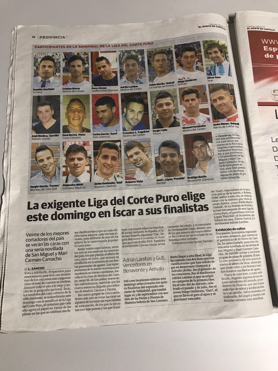 toropasion's tweet photo. Nuestro patrocinador @nortecastilla de la Liga del Corte Puro apoyando siempre esta competición. Mañana gran semifinal
⏱ 19:00
📌 ÍSCAR https://t.co/PkrspiSzWM