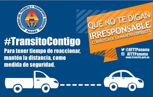 ATTTPanama's tweet photo. Seguir muy de cerca al vehículo de adelante  lo ponen en riesgo, Evite hechos de tránsito mantén la distancia adecuada. #SeguridadVial https://t.co/RkKmEZkxOs