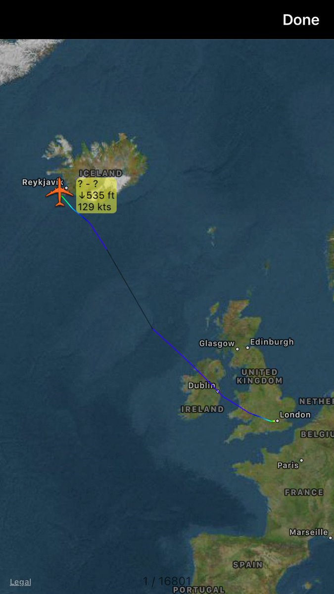 FlightIntl's tweet photo. Virgin Atlantic A340-600 Reg. G-VFIT is inbound to Reykjavik (KEF) and is picking up the stranded passengers of flight #VS106 https://t.co/PG2yvlykhn