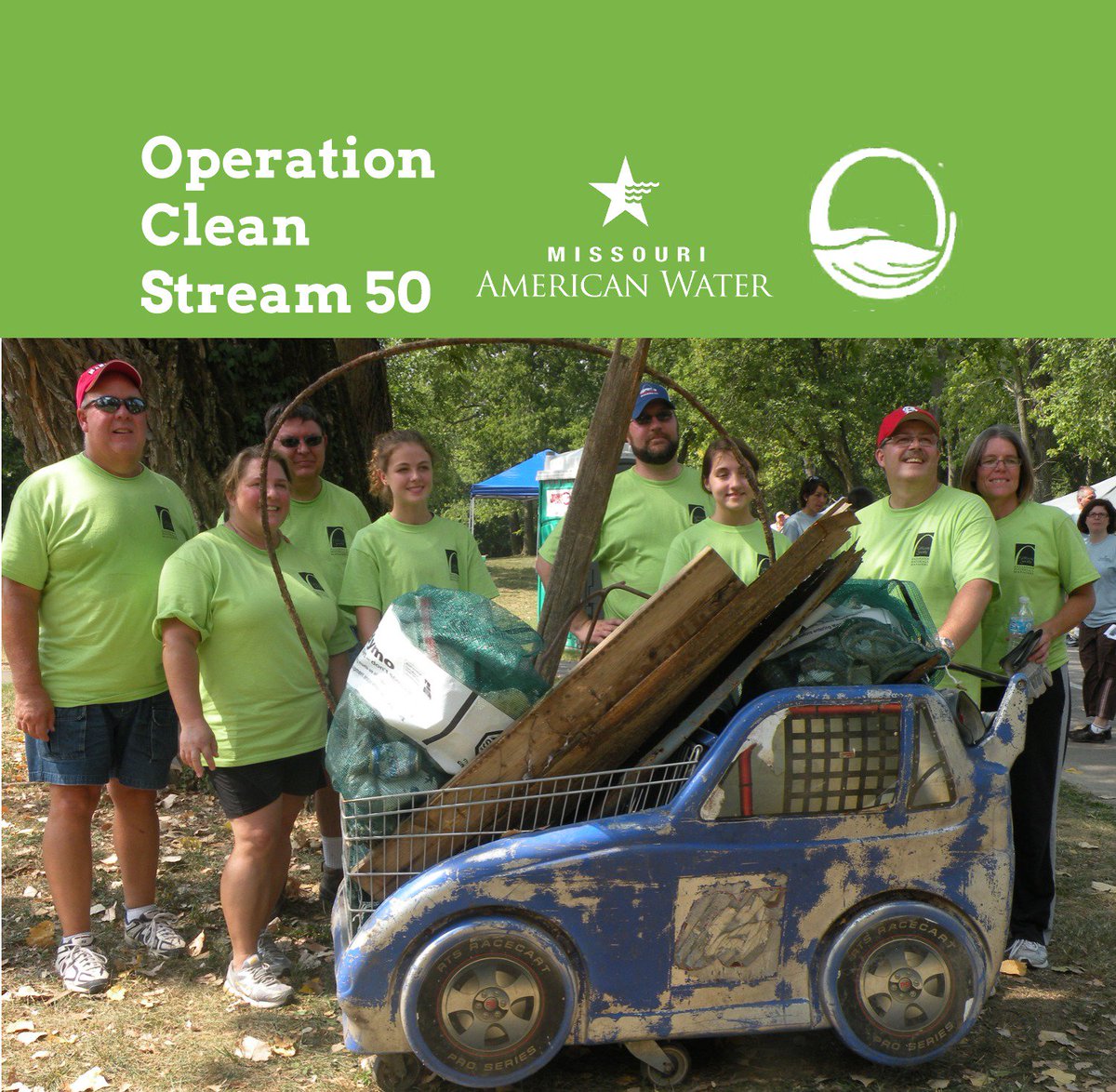 OpenSpaceSTL's tweet photo. Here's a #RiverFind from 3 years ago: An intact Race Car Shopping Cart! Join us for #OperationCleanStream this year &amp; see what you'll find! https://t.co/ZQ3LyvQ60F