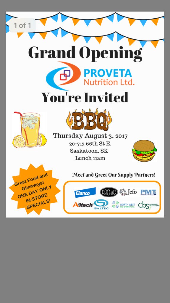 provetablake's tweet photo. Everyone is welcome at Proveta Nutritions Saskatoon location Grand Opening August 3rd. https://t.co/XamcWwTfwk