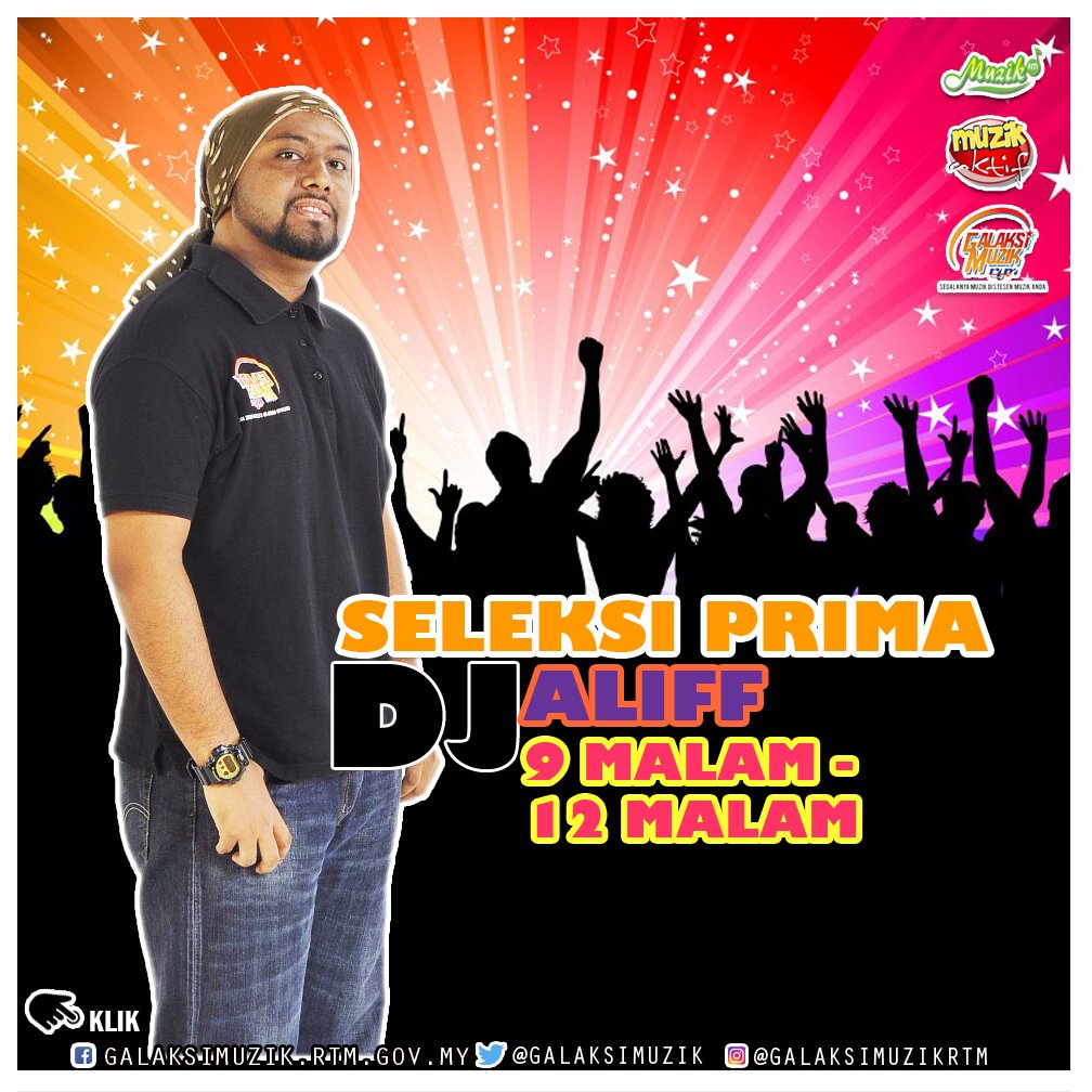 Hollaaa..Malam Minggu bersama Aliff LIVE di zon #SeleksiPrima jam 9-12 tengah malam..Jom minta lagu jom 🤘😉 di <a href="/MuzikfmOnline/">Muzikfm Online RTM</a>