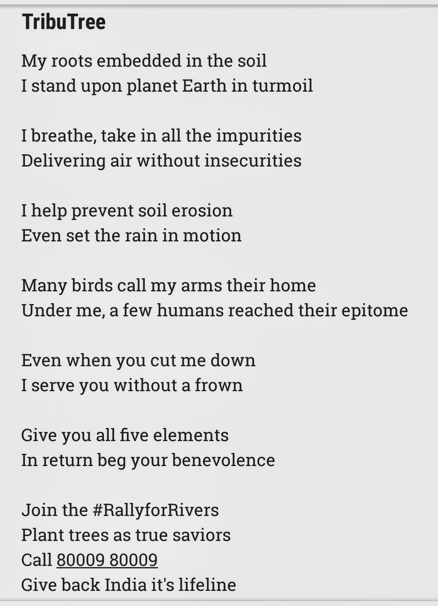 jkmanish's tweet photo. @ishafoundation Join the #RallyforRivers, Plant trees as true saviors. Call 80009 80009, Give back India it's lifeline https://t.co/p0bC3bVydq