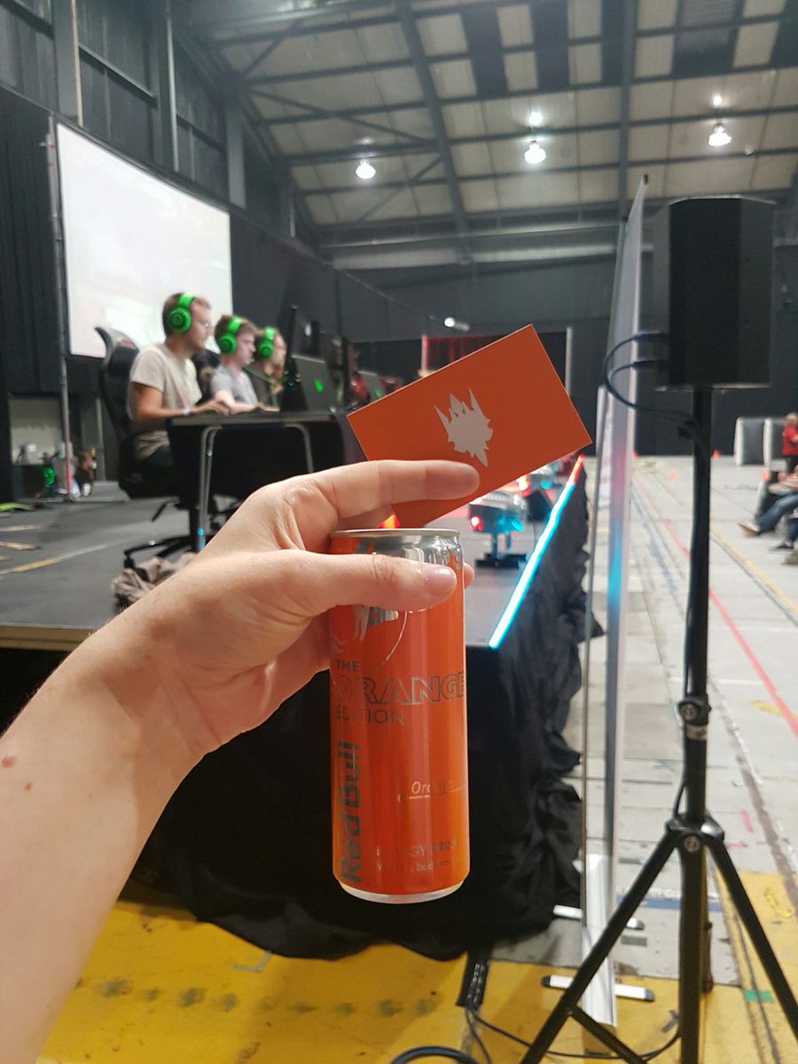 TPO_Esports's tweet photo. TY to the lovely ladies at .@RedBullUK for the fuel for .@TPO_cthreestar in his #CSGO tourney. #UKWings #OrangeEdition #OrangeArmy #4TG https://t.co/yLXDkyxytE