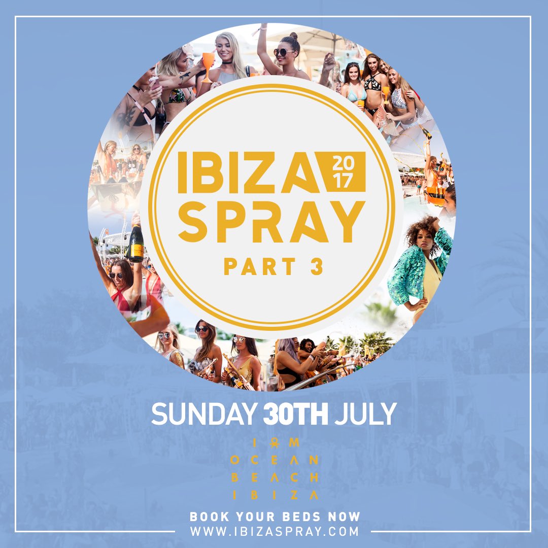 Less than 24 hours till our 3rd party this summer is you haven't already got your tickets please book now via ibizaspray.com