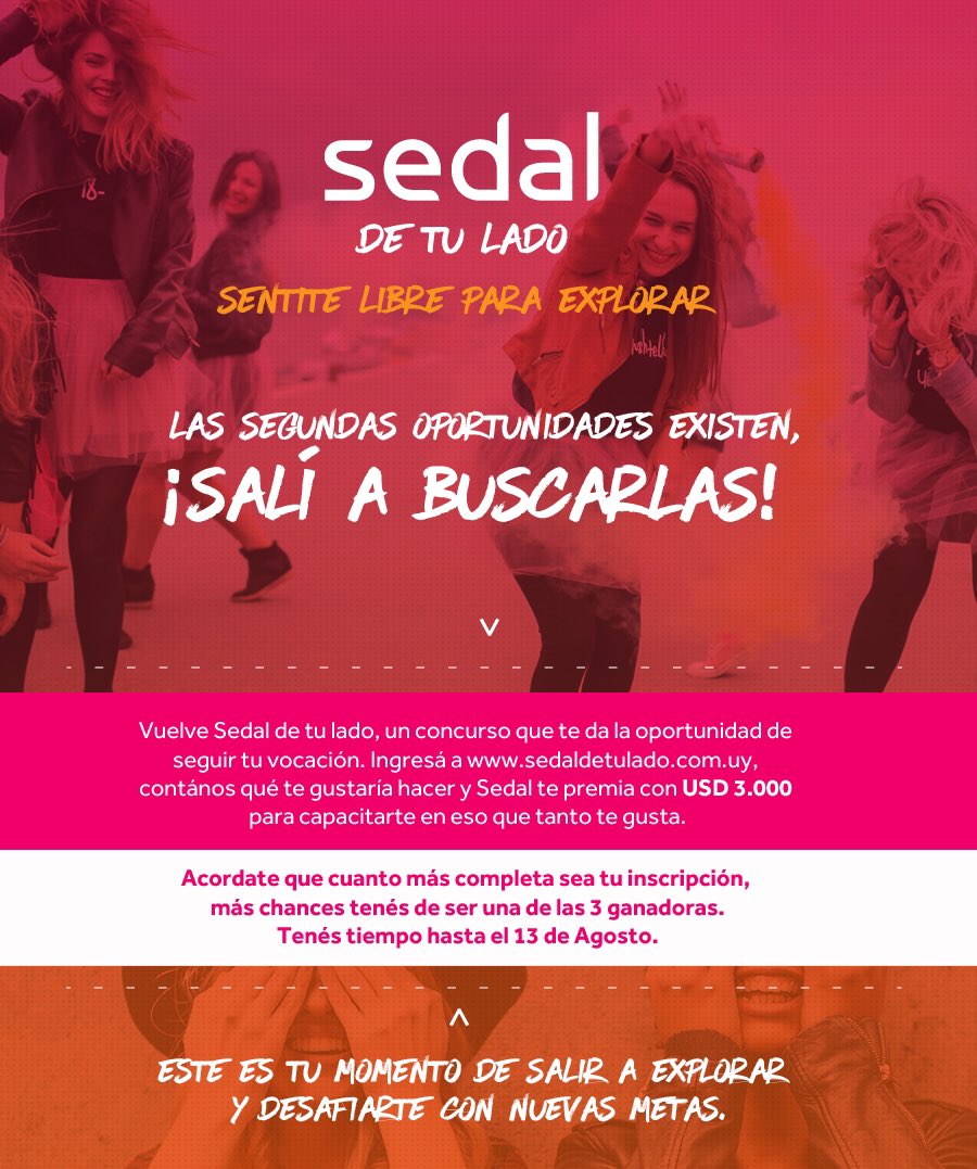 No te pierdas la oportunidad de potenciar eso que tanto te destaca.
#seguítuvocación #DeTuLado <a href="/SedalUy/">Sedal Uruguay</a>