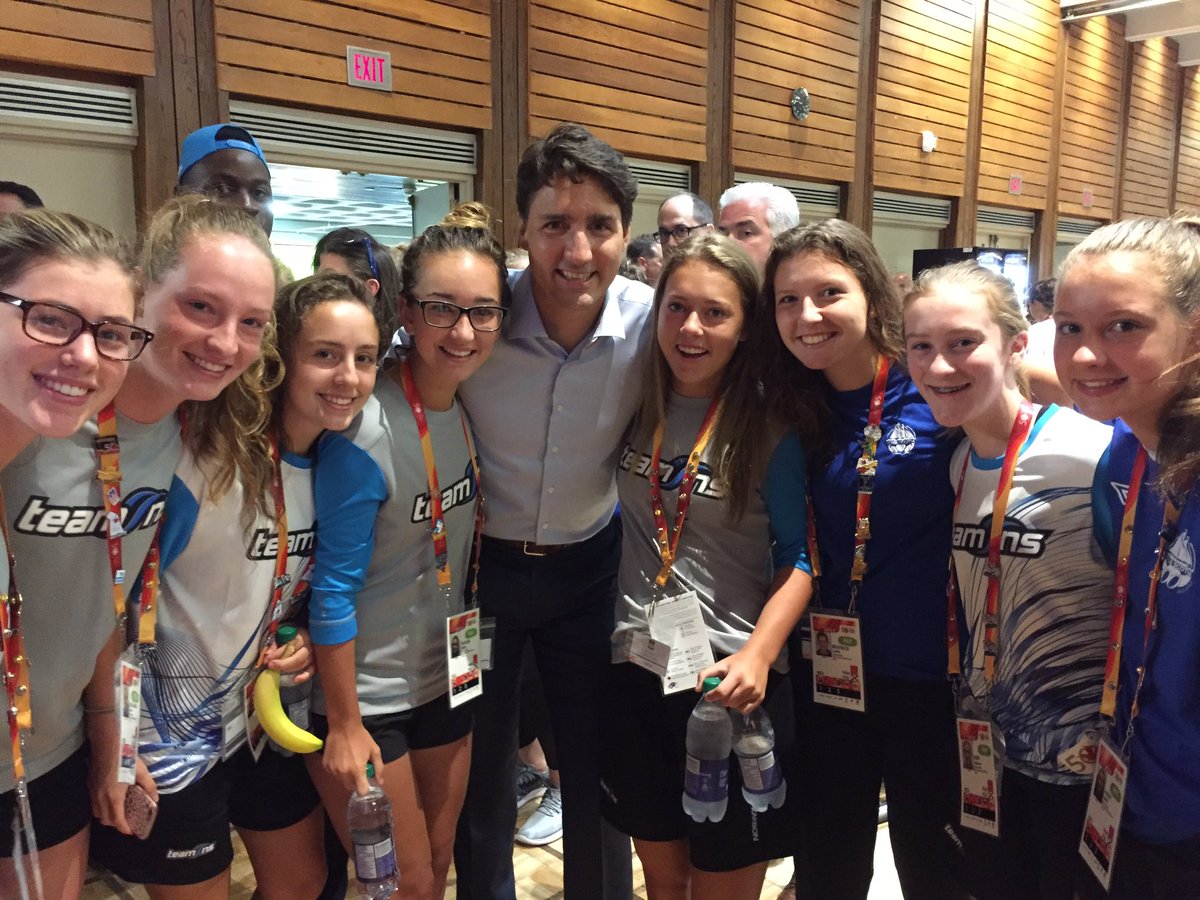 CSoc2017's tweet photo. Thank you @JustinTrudeau  from @teamnovascotia  women's soccer! Visit again so we can sing together! https://t.co/6U5I6okf8g