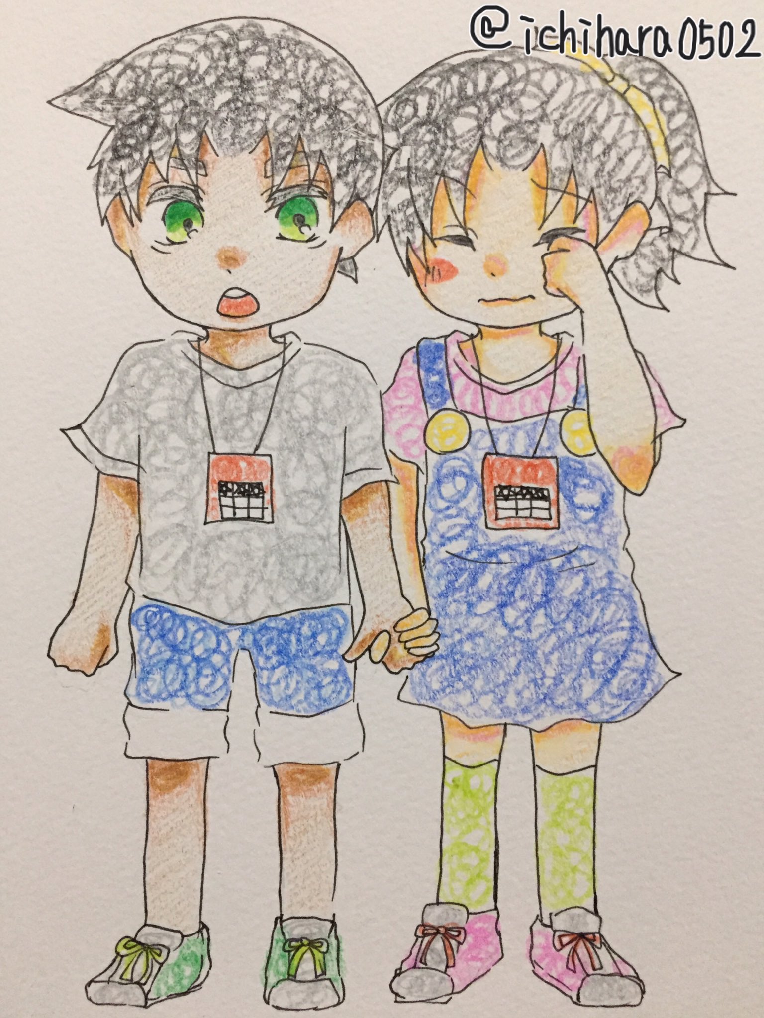 りょう コナンまじ快深夜の真剣制作60分一本勝負 お題 ラジオ体操 キャラ 平次と和葉 形式 イラスト 和葉 もうすぐ ラジオ体操はじまるで はよ目覚ましや う ん 小1くらいの設定です T Co 52lueps5ts Twitter