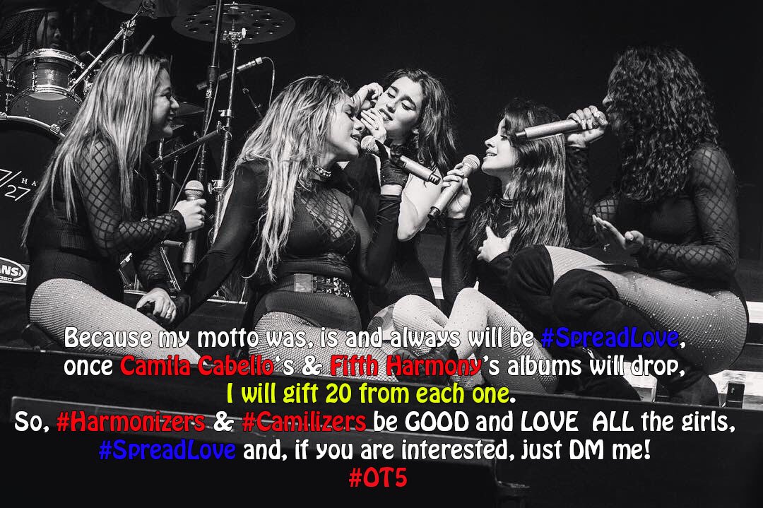Crashsky's tweet image. Spread my message:  I will gift all kind of new music from @Camila_Cabello and from @FifthHarmony ! #spreadlove