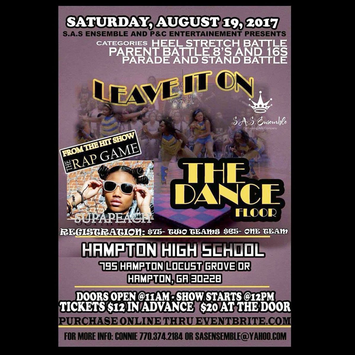 _supapeach's tweet photo. PULL UP SATURDAY , AUGUST 19 , 2017 . LIVE PERFORMANCE AT HAMPTON HIGH SCHOOL . #ReadTheFlyer https://t.co/AxFWvBA7QJ