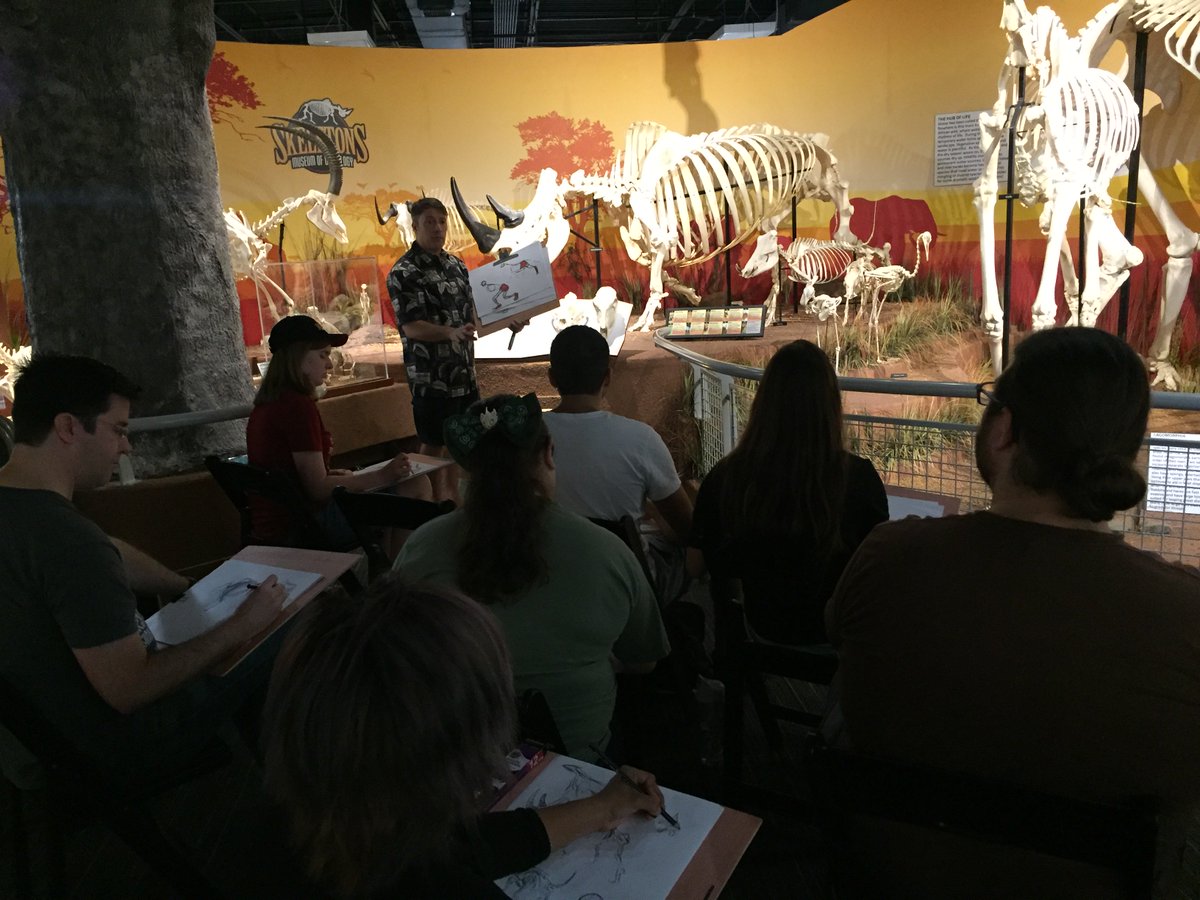 We started Sketching with Skeletons today with a workshop in Animal Animation led by former Disney illustrator Woody Woodman!