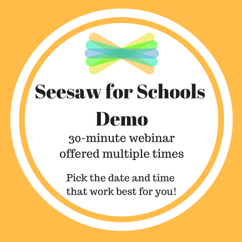 Seesaw's tweet photo. Learn more about all of the exciting features that Seesaw for Schools has to offer! Join us for this free live demo: https://t.co/S4rsypVEqj https://t.co/f6b6Hw8fs9