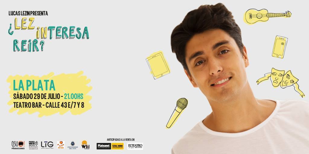 PayanaEventos's tweet photo. #HOY es el gran show de @lucaslezin en #LaPlata! El mejor plan de sábado por la noche. Conseguí tus entradas en https://t.co/ys3EwpS48O 😀 https://t.co/C2DlS7gcyc