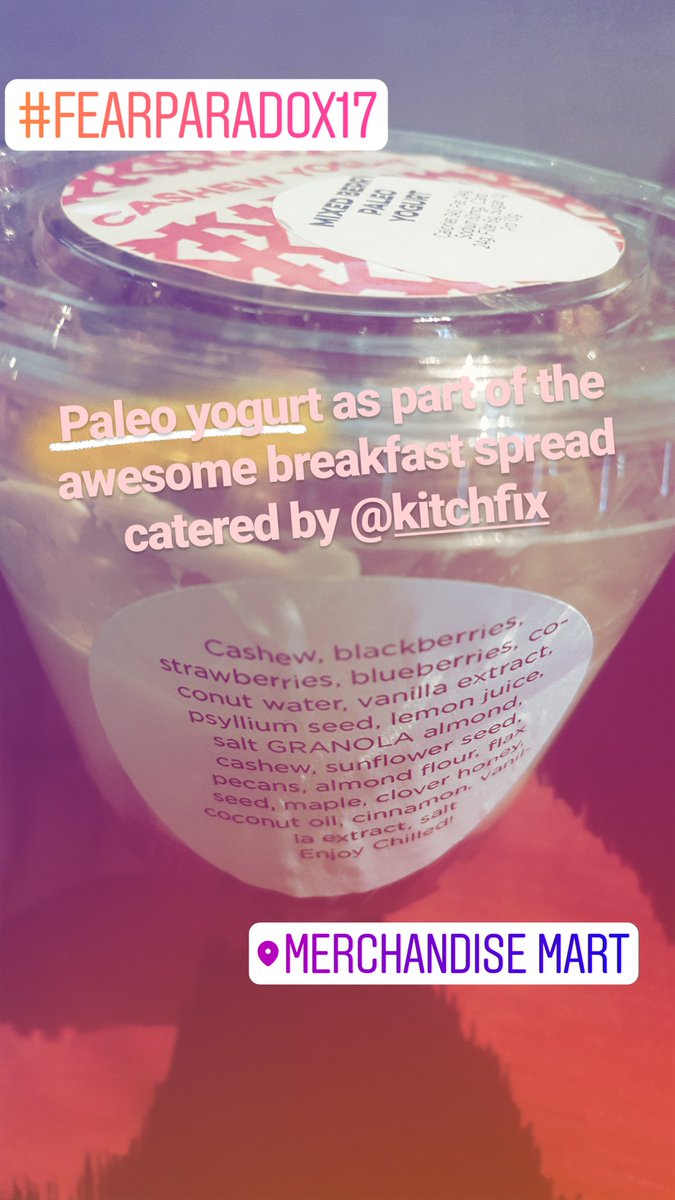 KRileyTips's tweet photo. @fearparadox Enjoying this delicious #paleo yogurt catered by @Kitchfix! #FearParadox17 #Kitchfix https://t.co/9CPUble7kV