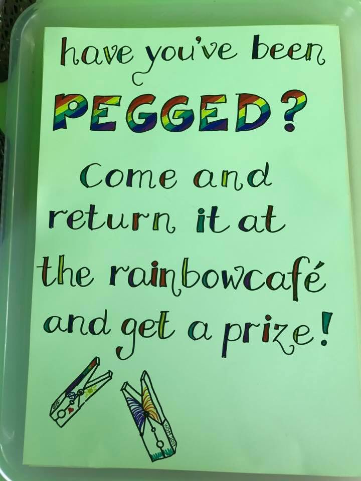 Amy_Widgery's tweet photo. #RainbowPeg ... If you find a Rainbow Café peg on you over the next few days, bring it to the Rainbow Café and get a free treat 🌈😀 #MootUK https://t.co/ZgCAxj5t0l