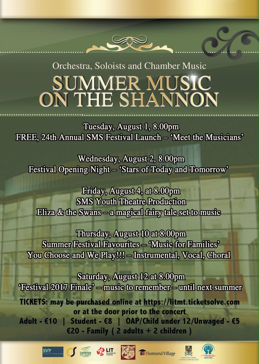 SmsSummermusic's tweet photo. Summer Music on the Shannon 2017 concert https://t.co/Y8zZdqvxCR