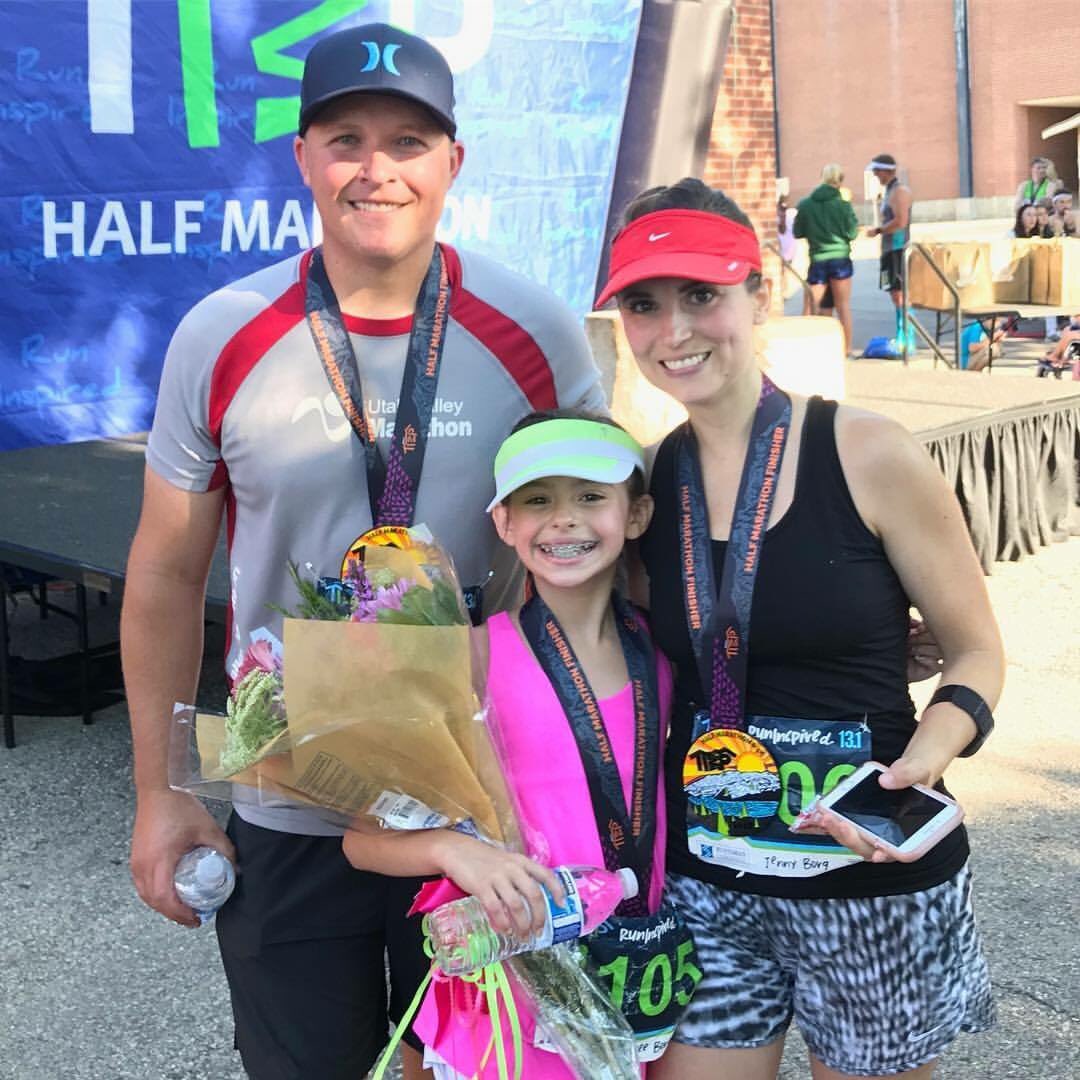 BrettBorg's tweet photo. My 10 year old did awesome. So fun running with my wife and daughter #TimpHalf https://t.co/jdLThKAFrF