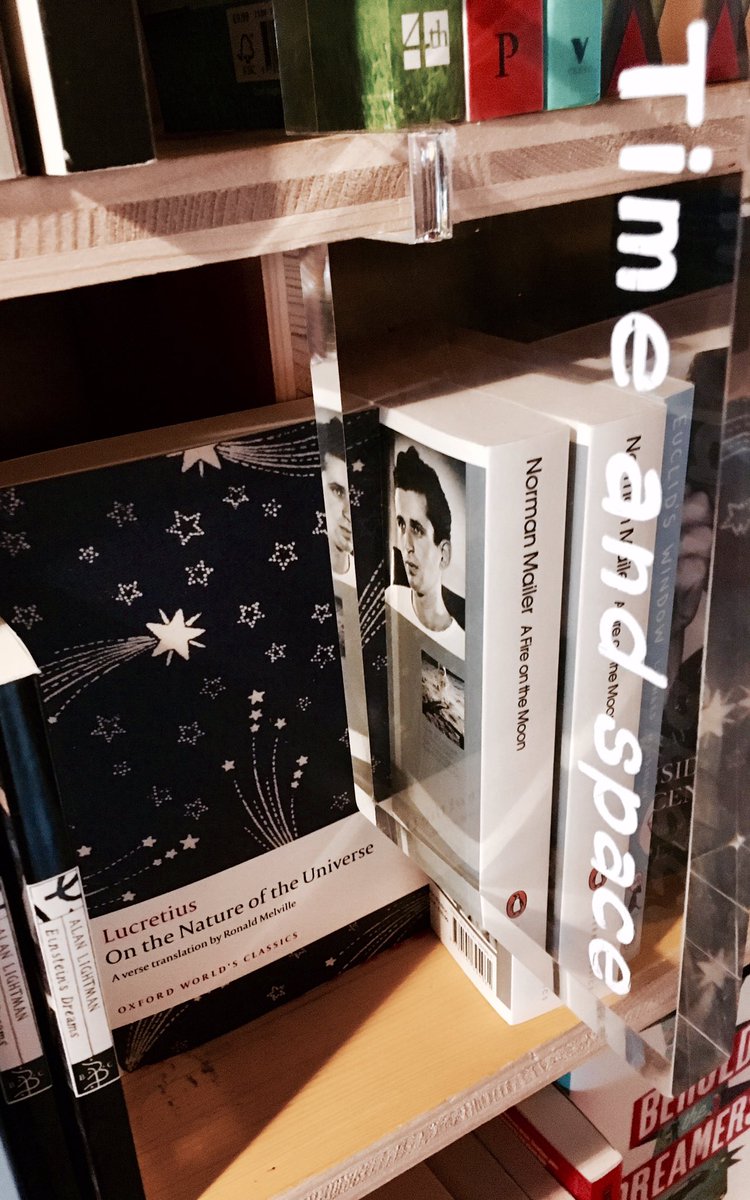 LibreriaLondon's tweet image. Our #Time&amp;amp;Space shelf at Libreria - Lucretius next to Mailer - #timegap #lucretius  #Mailer