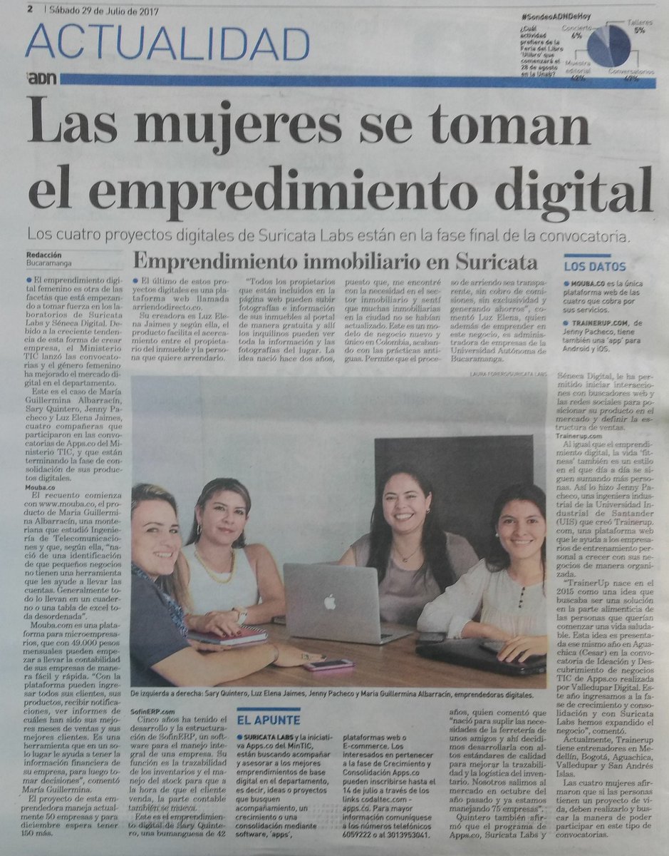 WIARGOBU's tweet photo. Empresas de Crecimiento y Consolidación de @AppsCo lideradas por mujeres en Santander. https://t.co/8WytKDt1IV