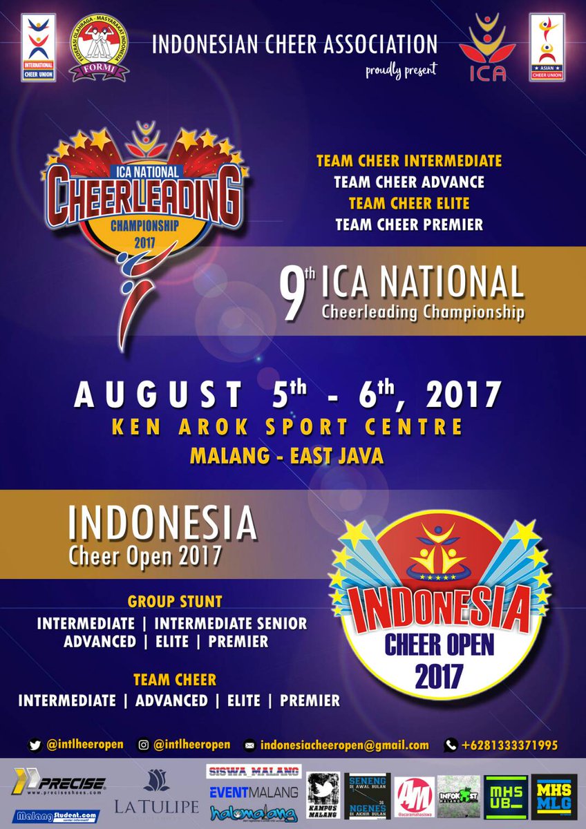 ICA_EASTJAVA's tweet image. @ICA_EASTJAVA 9th ICANC & INDONESIA CHEER OPEN,Gor Ken Arok @eventmalang @SISWA_MALANG @HaloMalangCom @mahasiswamlg @AcaraMahasiswa