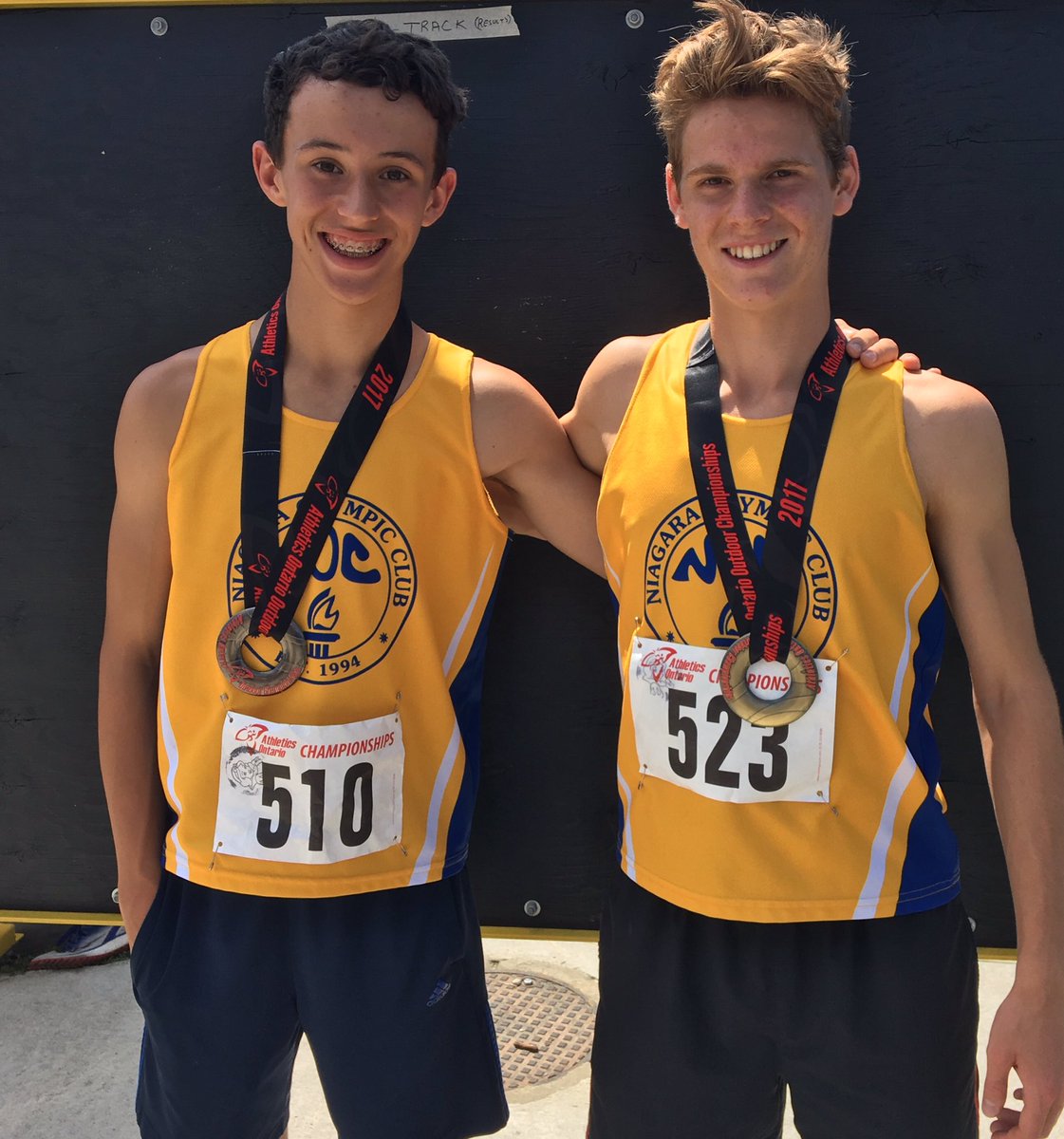 NiagaraOlympic's tweet photo. A great way to start @athleticsont Championships for NOC. Gold for Campbell in the 1500 and Silver for Eric in the 1200 https://t.co/ZHhMBGkCEi