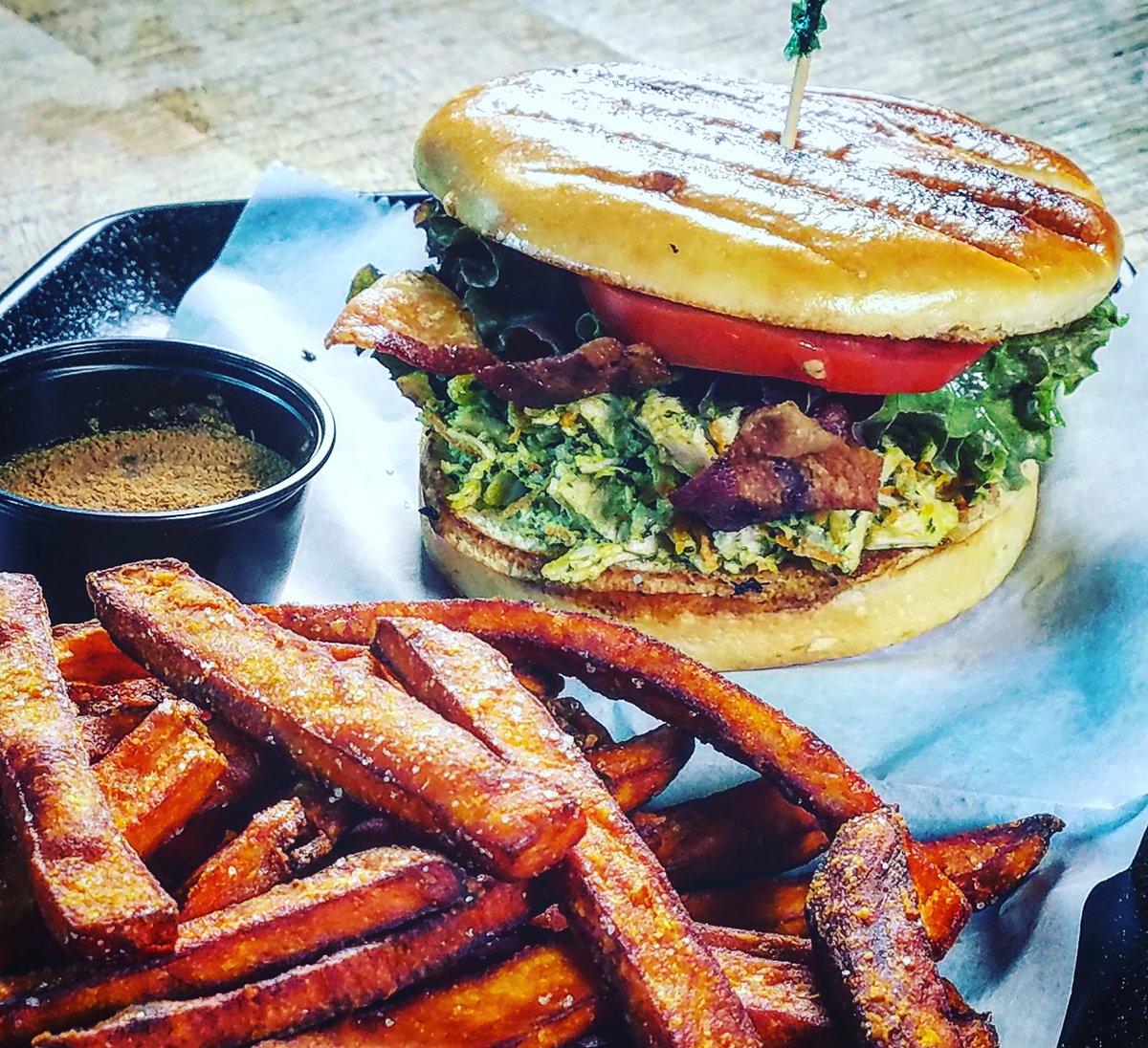 Have you met our new Pesto Chicken Salad Sandwich? If not, she's pretty awesome! We hope to see you out tonight! Live music at 10P