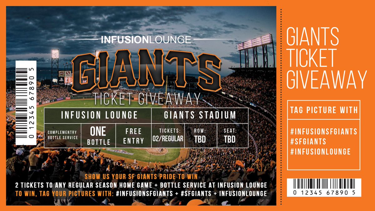 sfhotelfusion's tweet photo. Enter to win a night a tickets to a Giants game and #bottleservice 🍾  at @infusionlounge. #sfgiants #infusionsfgiants #infusionlounge.  🔶 🖤 https://t.co/z3ZJFIL4cR