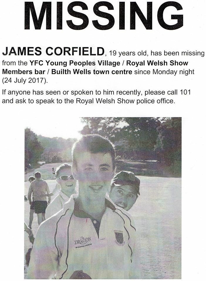 tj78_rm's tweet photo. LETS KEEP UP MOMENTUM GUYS- IF YOU OR FRIENDS HAVE PICS/ VIDEOS FROM THE ROYAL WELSH SHOW, PLEASE CHECK FOR SIGNS OF JAMES IN THEM #findcorf https://t.co/6Mk7LgM2nC