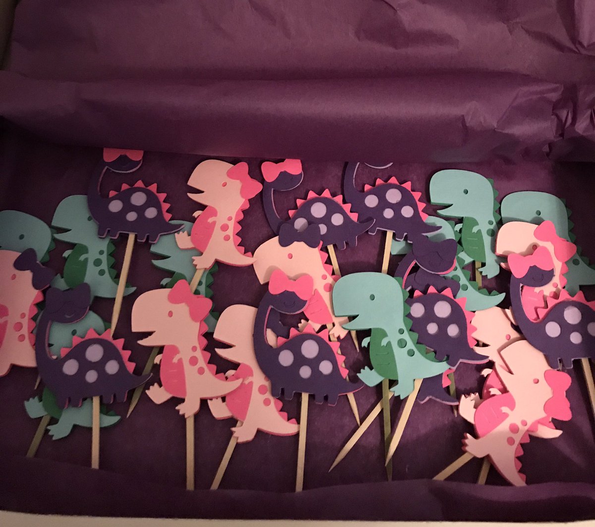 NLCelebrations's tweet photo. Custom Cupcake Toppers for an upcoming Dinosaur in Tutus themed 5th Birthday Party. 
#kidsbirthdayparties #custompartydecor #eventdesigner https://t.co/2nmf9yVwPP