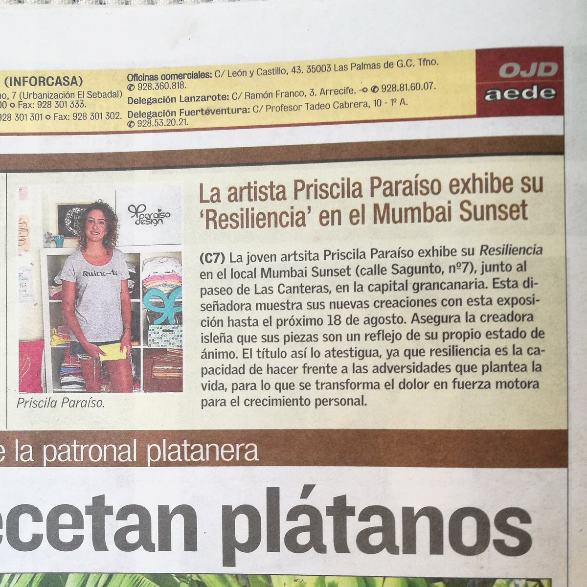 paraisodesign's tweet photo. El @canarias7  me reserva un huequito en la tirada de hoy. 🤗 #Gracias. #FelizSabado 
#paraísodesign #desdeelparaisoconamor https://t.co/L75LU0xotg