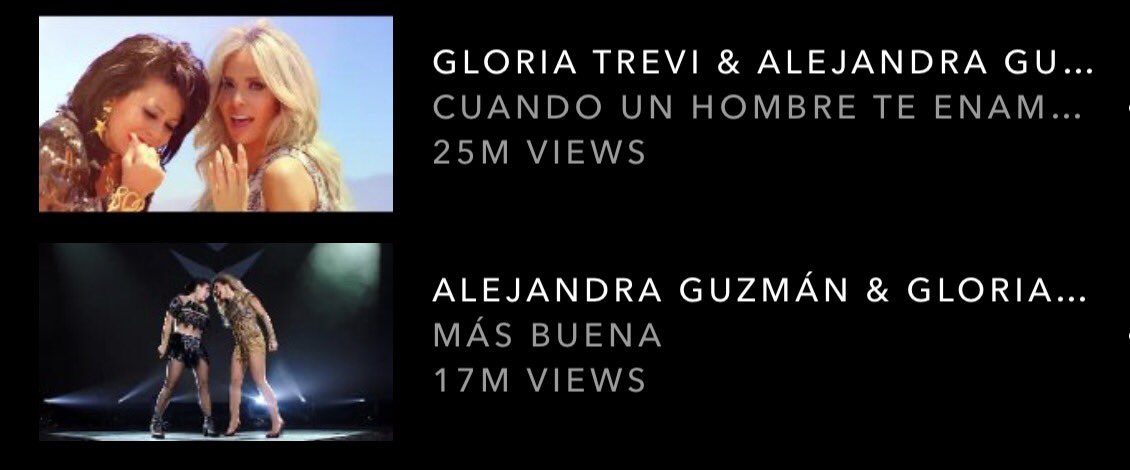 TreviGlobal's tweet photo. Sigue reproduciendo los 2 primeros sencillos de #Versus de @GloriaTrevi &amp; @Al3jandraGuzman 
#CUHTE +25M views ▶️
#MásBuena +17M views ▶️ https://t.co/5M07NsOTnb