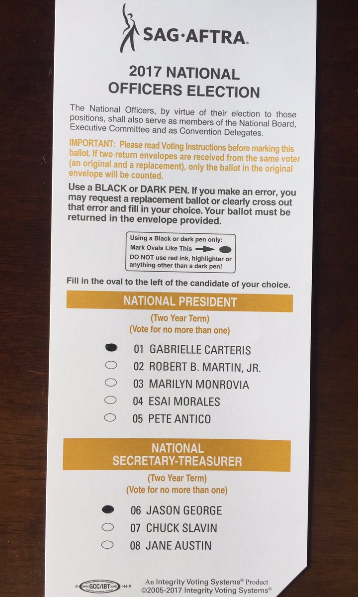 unite4strength's tweet photo. Here are filled out #SAGAFTRA National Officer, L.A. Board & Delegate election ballots which we encourage you to use as a voting guide! https://t.co/OJtjFRns76