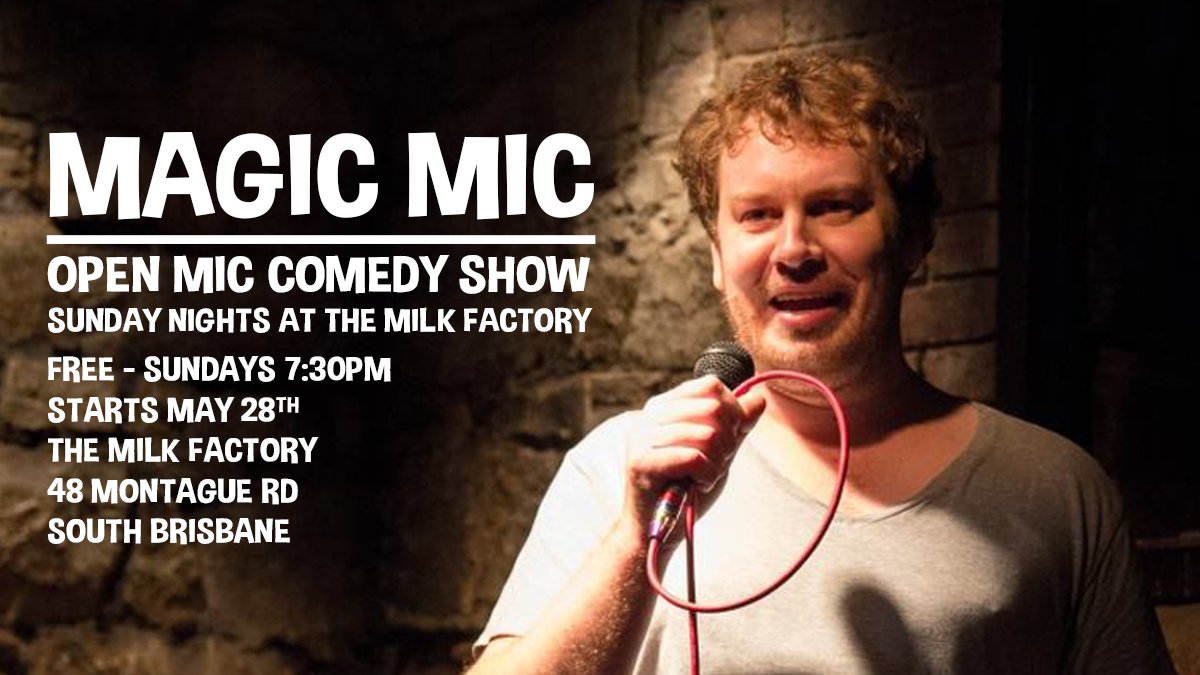 brisfunnyfest's tweet image. Get some #MagicMic every Sunday at #TheMilkFactory, the only true open mic room in #Brisbane. Please note this is not a strip-show.